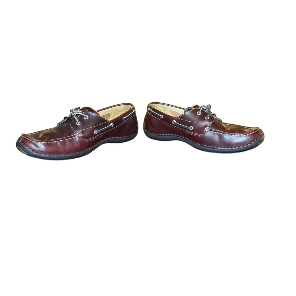 Timberland Annapolis 2-Eye Moc Toe rootbeer Burgundy Leather‎ Boat Shoes Sz 9.5